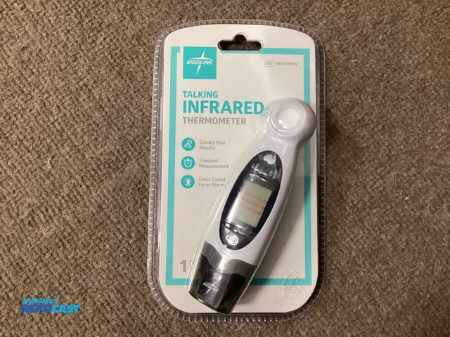 Lot 2-63232 - New Medline Talking Infrared Thermometer. Speaks your results, one second measurement, color-coded f...