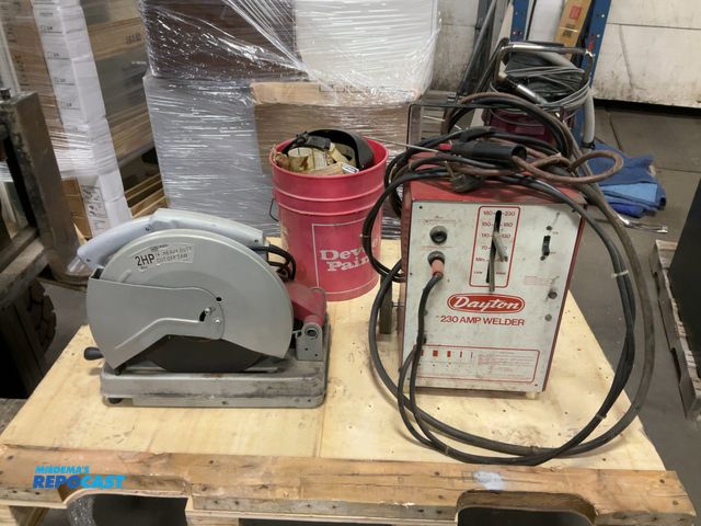 Lot 2-74702 - Dayton 230 AMP Stick Welder with Accessories and a Chicago Electric 2HP Cut-Off Saw