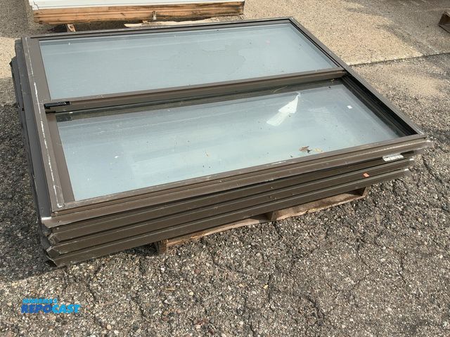 Lot 2-27248 - (4) Aluminum frame double pane. Rough opening. 47-1/2” W x 6-1/2” H. Slide left to right.