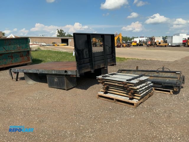 Lot 2-44297 - 12' Steel Flatbed with Liftgate and Stake Pocket Sides, 8' Wide, Diamond Plate Steel Deck, Two Under...
