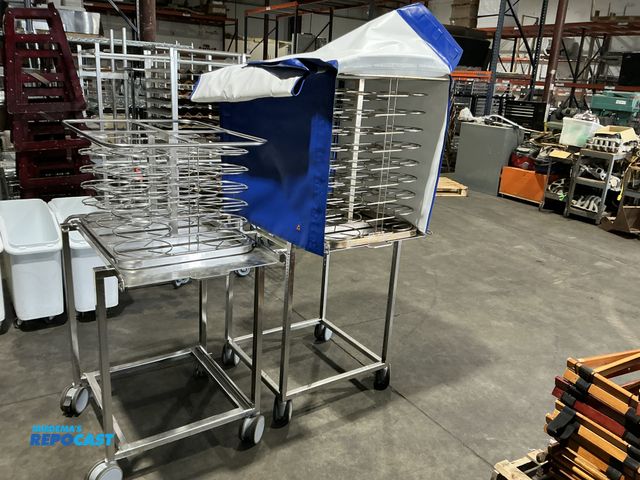 Lot 2-55176 - Stainless Steel Baker Rack Lot of (2) stainless steel dish carts with covers 264 pound capacity  (RS...