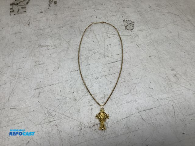 Lot 2-74100 - New Chrome Hearts gothic gold black inlaid circle cross pendant necklace