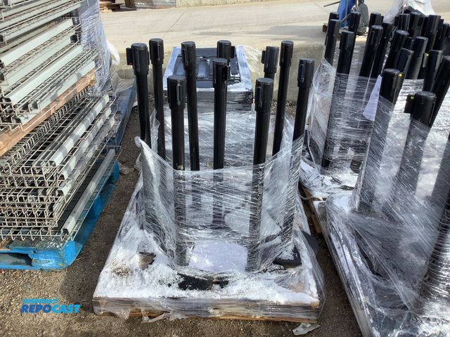 Lot 2-73399 - Skid Lot of (10) Black Stanchions (1 is TenionLine; 9 are TensaBarrier)