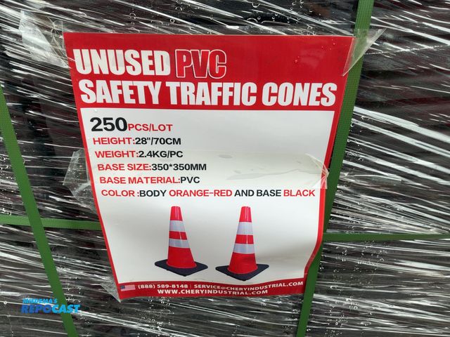 Lot 2-44391 - (250) New Chery Industrial PVC Safety Traffic Cones, 28” tall, 14”x14” base