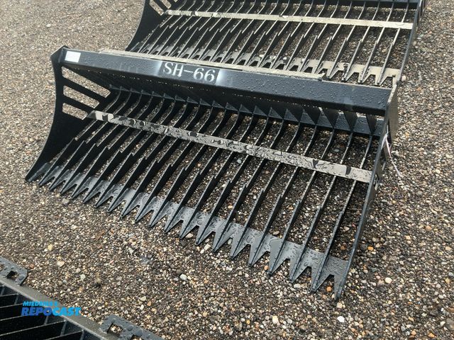 Lot 2-21068 - New Chery Industrial 66" Rock Bucket Skid Steer Attachment, Universal Quick Attach, Approx. 3” Tine ...