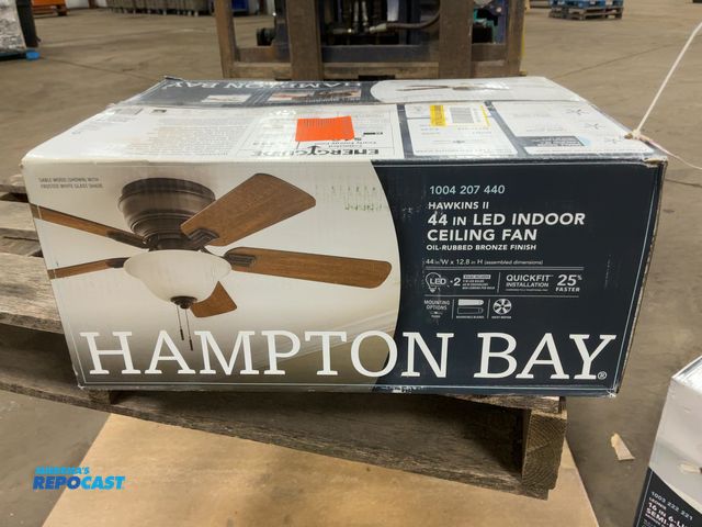Lot 2-23300 - Hampton Bay Hawkins II 44” LED Indoor Ceiling Fan, Oil-Rubbed Bronze Finish, Reversible Blades, 1004...