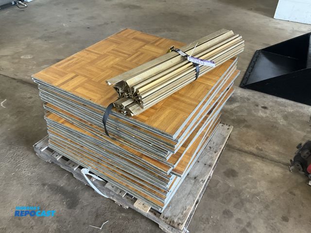 Lot 2-33654 - (25) 3’ x 3’ sections of dance floor and (25) tapered edge sections, used