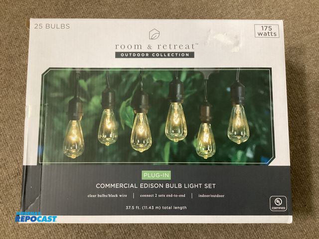 Lot 2-63215 - New Room and Retreat 25ct Edison Clear commercial lights. 36 feet lighted length, black wire with 25...
