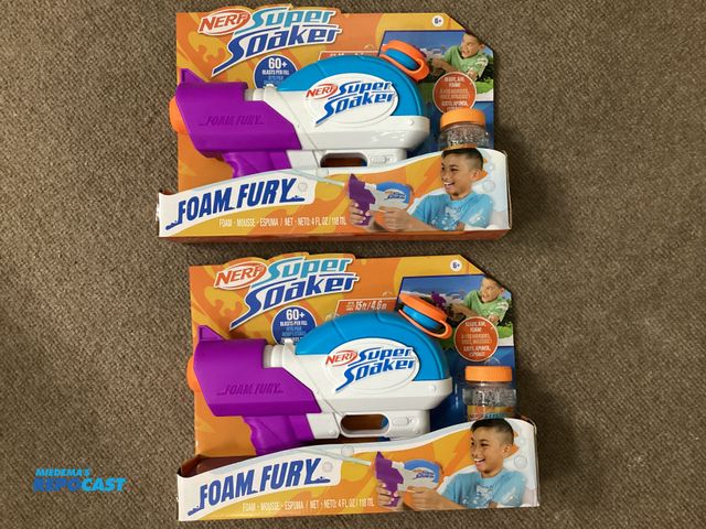 Lot 2-76546 - Two new NERF Foam Fury Super Soakers. Shoots up to 15 feet, 60+ blasts per fill.