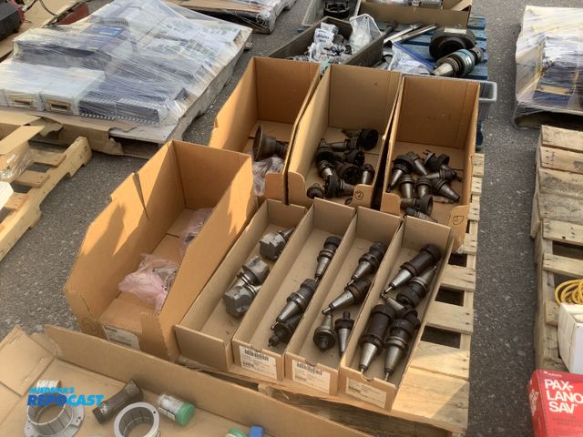 Lot 2-93299 - Lot of various industrial parts including gear hose clamps, milling cutter tools, a metalworking too...