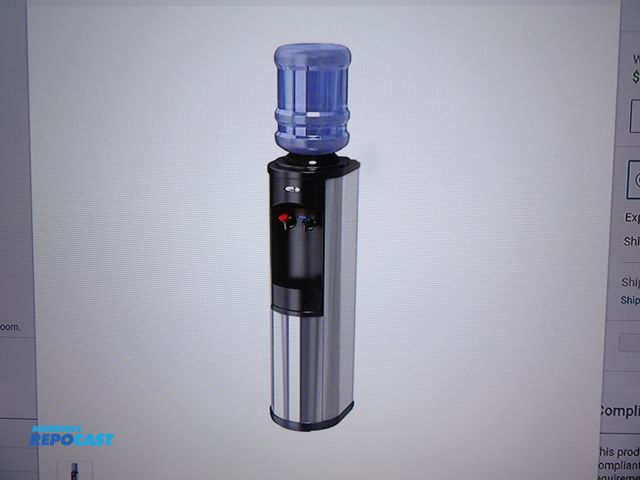 Lot 2-58349 - New in BOX OASIS Bottled Water Dispenser: Free Standing, Top Loading Cold/Hot Black Stainless Steel,...