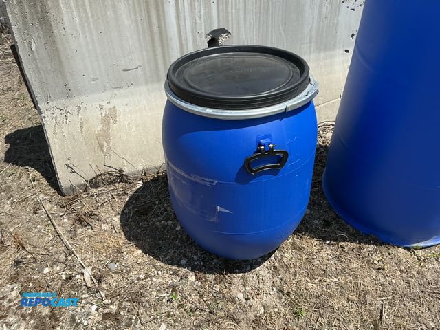 Lot 2-76870 - 1 25 gallon blue plastic barrel with removable lid and locking ring, contained a food product