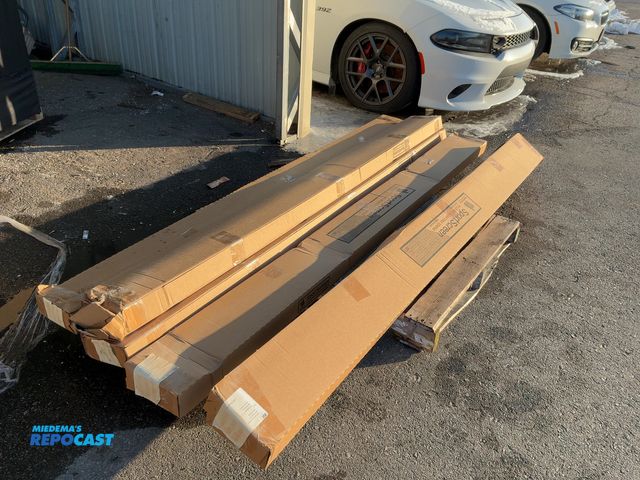 Lot 2-94752 - Sportsscreen pulldown retractable screens, powder coated aluminum, interior, 98” x 8” x 2”