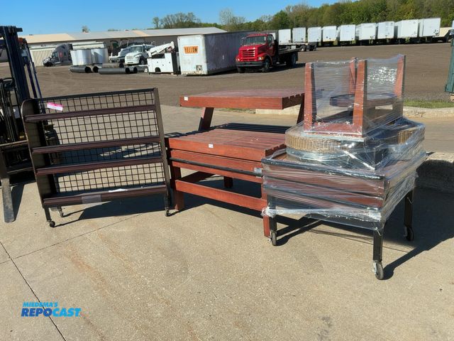 Lot 2-22891 - Lot of Assorted Merchandising Tables and Pieces, includes CMS 4’ 2-tier Table, CMS 3’ Table on Caste...