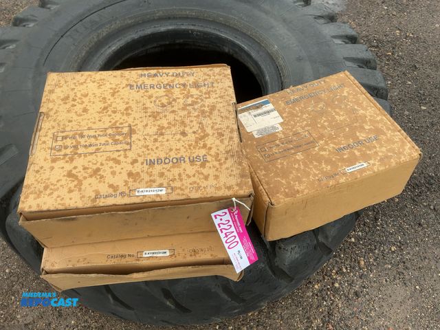 Lot 2-22400 - (3) New Old Stock Heavy Duty Emergency Lights, 12 Volt 100 Watt, Catalog No. E-XYR21012W, will need ...