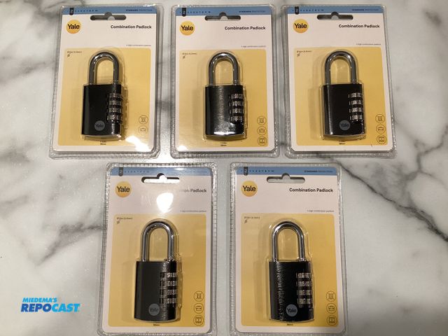 Lot 2-76532 - 5 New Yale 4 digit combination padlocks. Protect your locker, tool case, backpack. Aluminum padlock ...