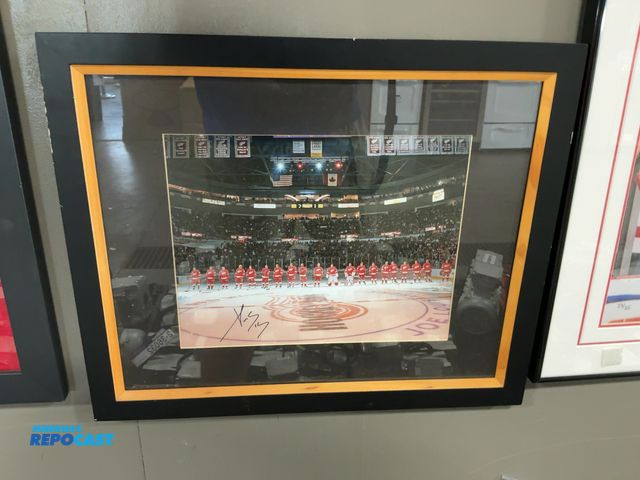 Lot 2-53305 - Framed Detroit Red Wings Panoramic Joe Louis Arena Team Picture with Autograph, 22.5” x 18.5”