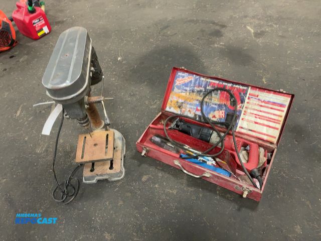 Lot 2-40413 - Lot of (1) Milwaukee Sawzall with Metal Case and (1) Benchtop Drill Press, both work