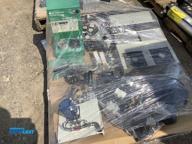 Lot 2-91125 - Skid of industrial items, including HVAC components, like actuators and filters, air driven devices ...