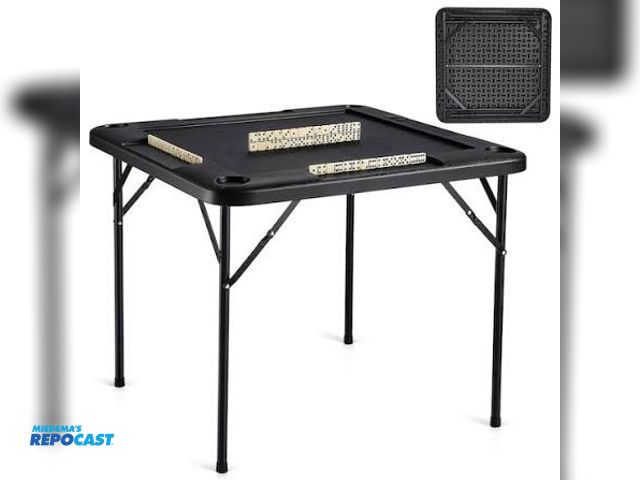 Lot 2-96112 - VEVOR Mahjong Table Square 4 Player Folding Card Table with 4 Cup Holders and 4 Chip Trays Portable ...