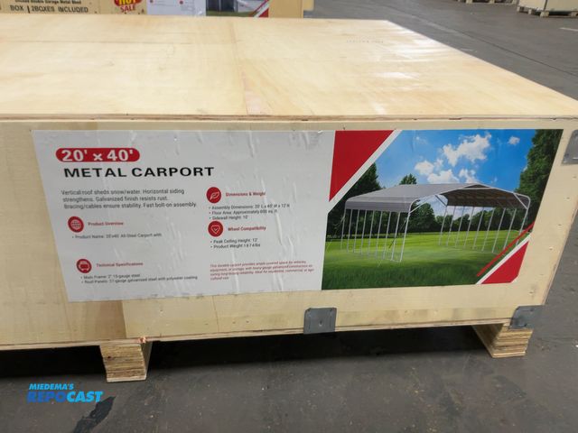 Lot 2-41166 - New SDLANCH 20'x40' Metal Carport, 12' Peak Height, 10' Sidewall Height, 2" 15-gauge steel main fram...