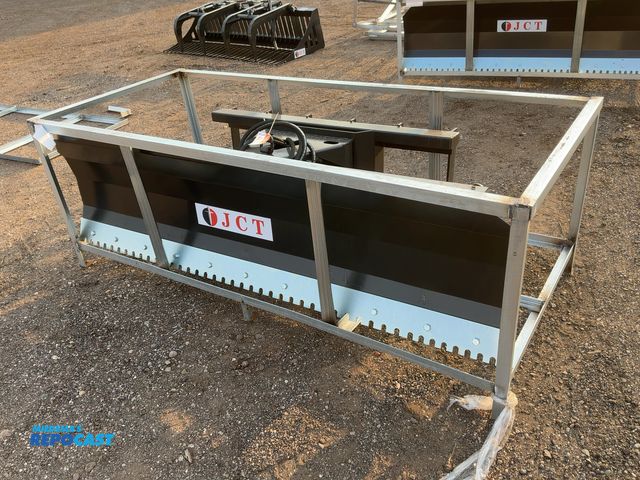 Lot 2-44058 - New JCT 84” Plow Blade Skid Steer Attachment, Universal Quick Attach, Hydraulic Angle, Spring Trip, ...