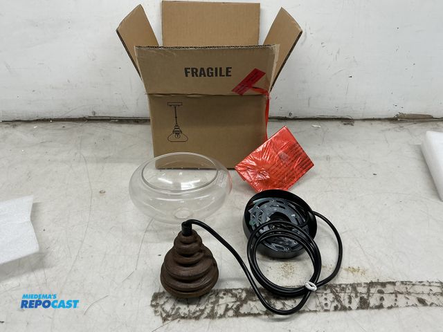 Lot 2-92752 - Hanging Light Fixture with Glass Dome