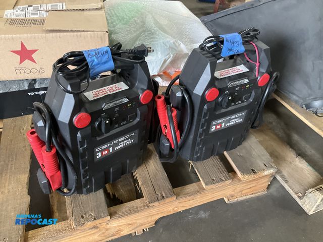Lot 2-91349 - (2) jump pack battery chargers cen-tech 3 in 1 portable power pack (both weak battery)
