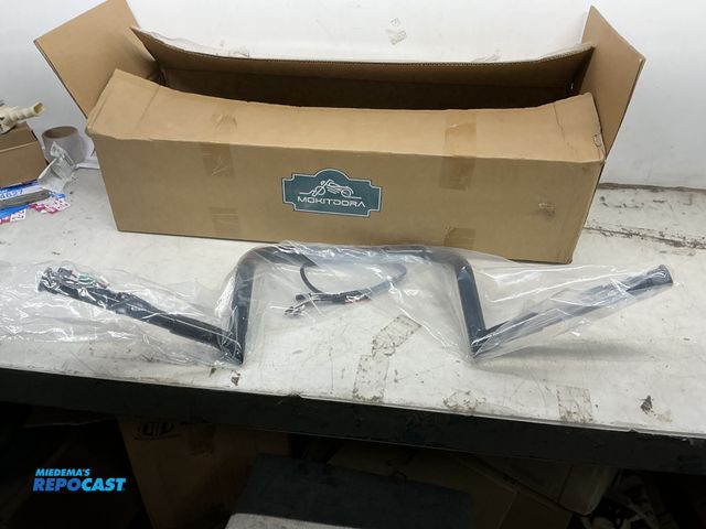 Lot 2-19399 - MoKitDora Touring Ape Hanger Meathook Handlebar 12" Rise 1-1/2" Fat 1" Clamp Monkey Bars for Harley ...