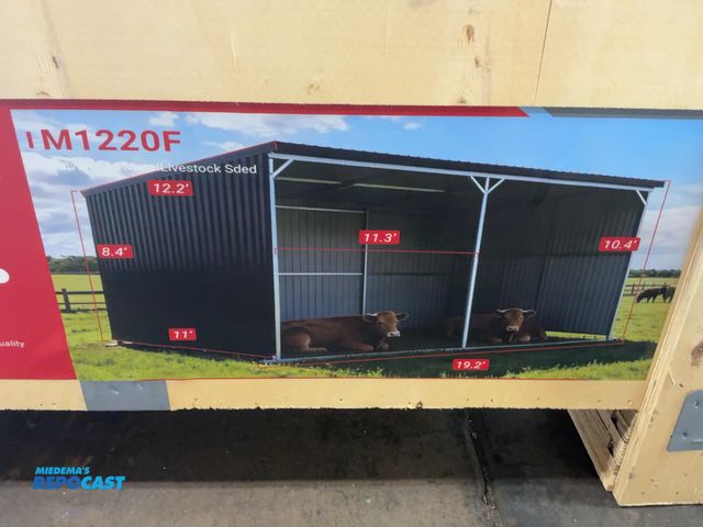 Lot 2-40745 - New SDLANCH SDLGM1220F Galvanized Metal Livestock Shed, 19.2’x11’x10.4’ tall, Welding Required, come...