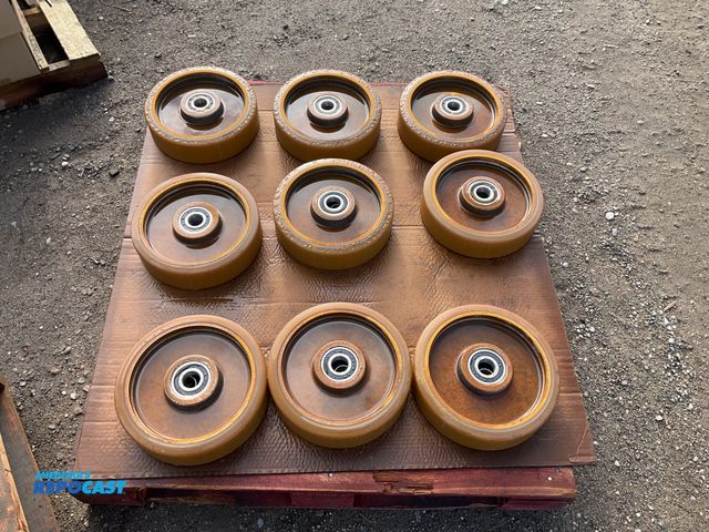 Lot 2-69702 - (9) industrial polyurethane load wheel or support rollers