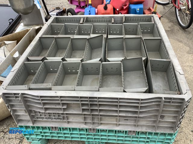 Lot 2-337494 - tote full of steel organizing bins.