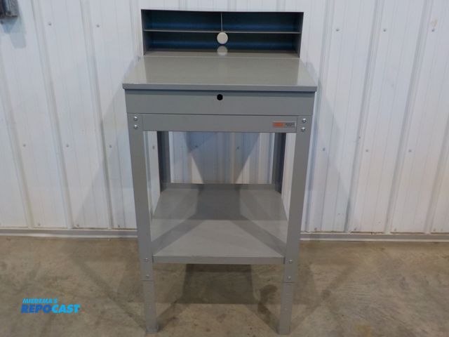 Lot 2-34145 - U-Line personal work station. Flip up storage. Bottom shelf. Upper cubbies.  24" w x 23" d x 50" h