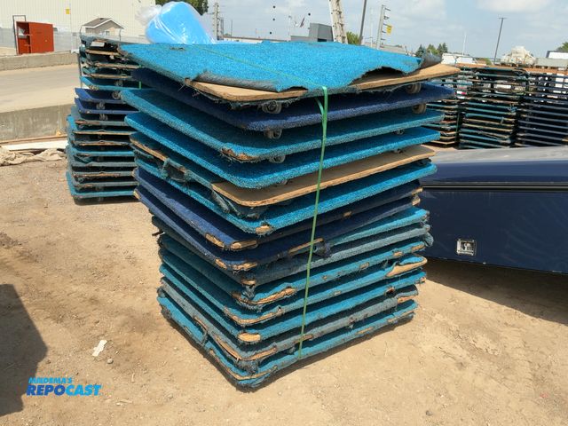 Lot 2-10255 - Stack of (15) Carpeted Wooden 4-Wheel Dollies, 36” x 54”