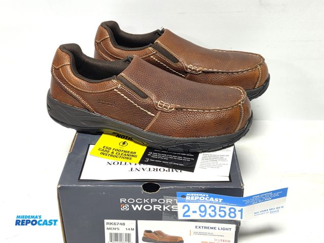 Lot 2-93581 - pair of new Rockport work boots, composite toe, size men's 14 M