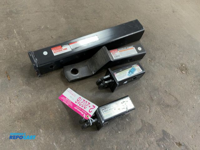 Lot 2-20216 - Lot of (2) D-Ring Receiver Hitches (no d-rings), (1) 2” drop ball mount hitch for 2” receiver, and (...
