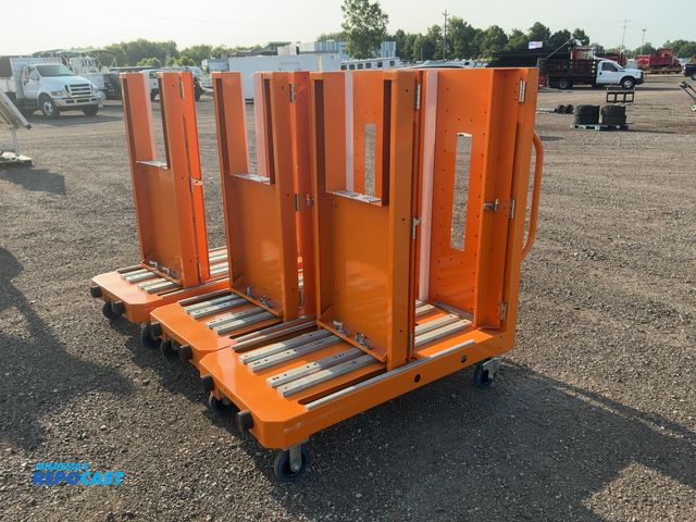 Lot 2-20097 - (3) Metal Specialty Carts on Casters, each has one fixed upright with push handle and other upright ...