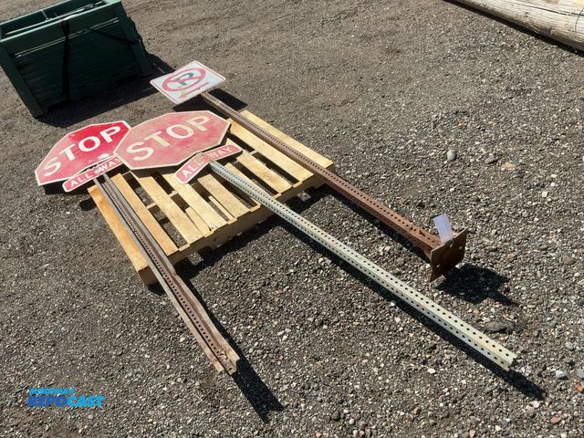 Lot 2-43834 - (3) Used Road Signs with Posts, includes 18”x24” No Parking and two 30” Stop Signs