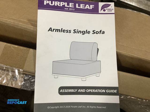 Lot 2-27972 - Purple leaf armless single sofa (tan)