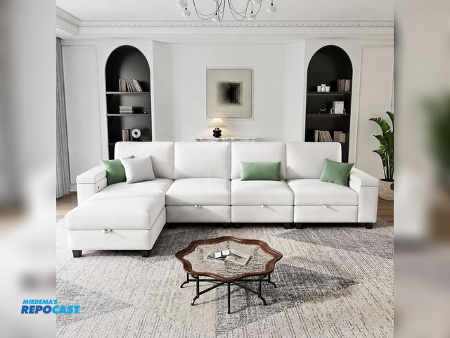 Lot 2-96854 - Brand New Indoor section couch Set, Cream Color Cushions, 6 boxes in set