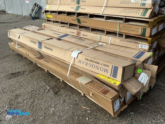 Lot 2-69736 - (11) boxes of Monogram double 4” rough cedar finish siding, main street triple 3” brushed clapboard ...