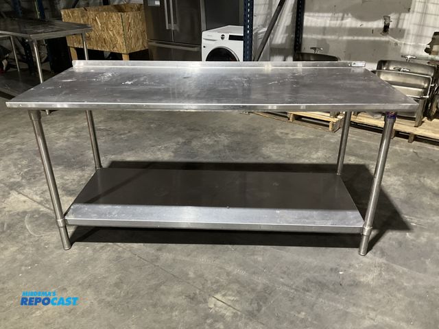 Lot 2-55095 - Stainless Steel John Boos 72” width x 36” height x 30” depth stainless steel prep table, with lower ...