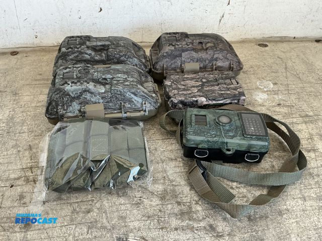 Lot 2-76737 - lot of 5 trail cameras with straps 3- moultrie model: mcg-13478 1- moultrie model: mcg-13300 version...