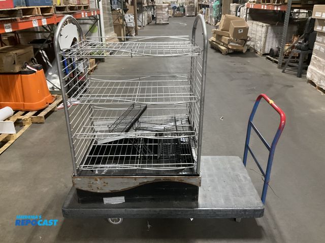 Lot 2-75978 - Rack with 4 shelves with a cart.
