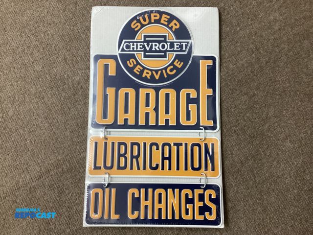 Lot 2-77646 - New Metal Chevrolet sign. Chevy garage hanging sign is 15” X 9”.