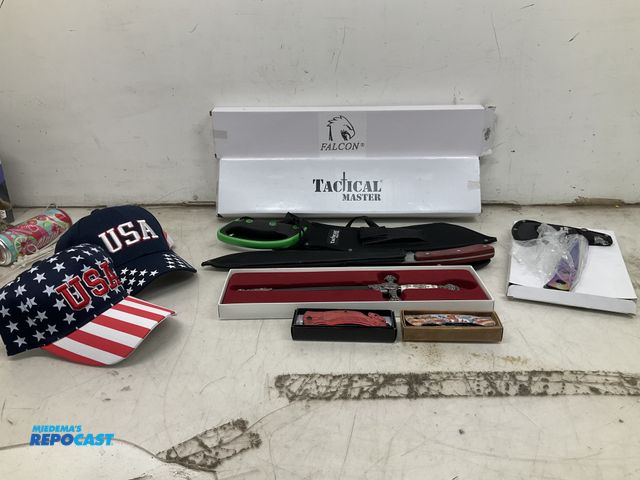 Lot 2-93320 - Lot of Knives, Ballcaps, Machetes...