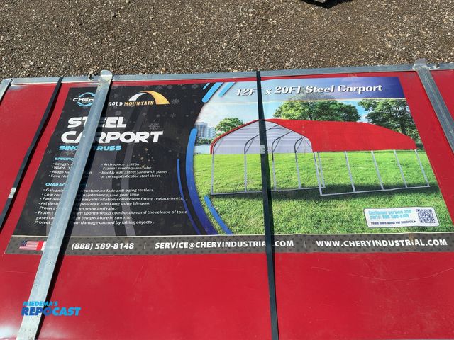 Lot 2-40959 - New Chery Industrial Gold Mountain 12’ x 20’ Steel Carport, 2.15 Meter Eave Height, 2.85 Meter Ridge...