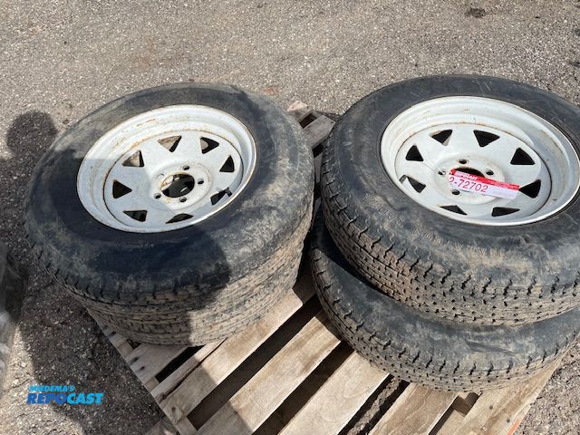 Lot 2-72702 - 4 Used Goodyear Marathon trailer tires, size: 205/75R 15, tires are weather checked.