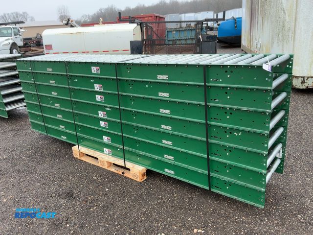 Lot 2-33075 - (7) 12’ Sections of Gravity Roller Conveyor, were used with belt conveyor system, appprox 21.5” wide...