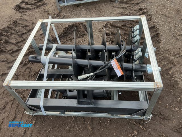 Lot 2-42227 - New JCT Hydraulic Auger Skid Steer Attachment, Universal Quick Attach, comes with 8”, 12”, and 18” a...